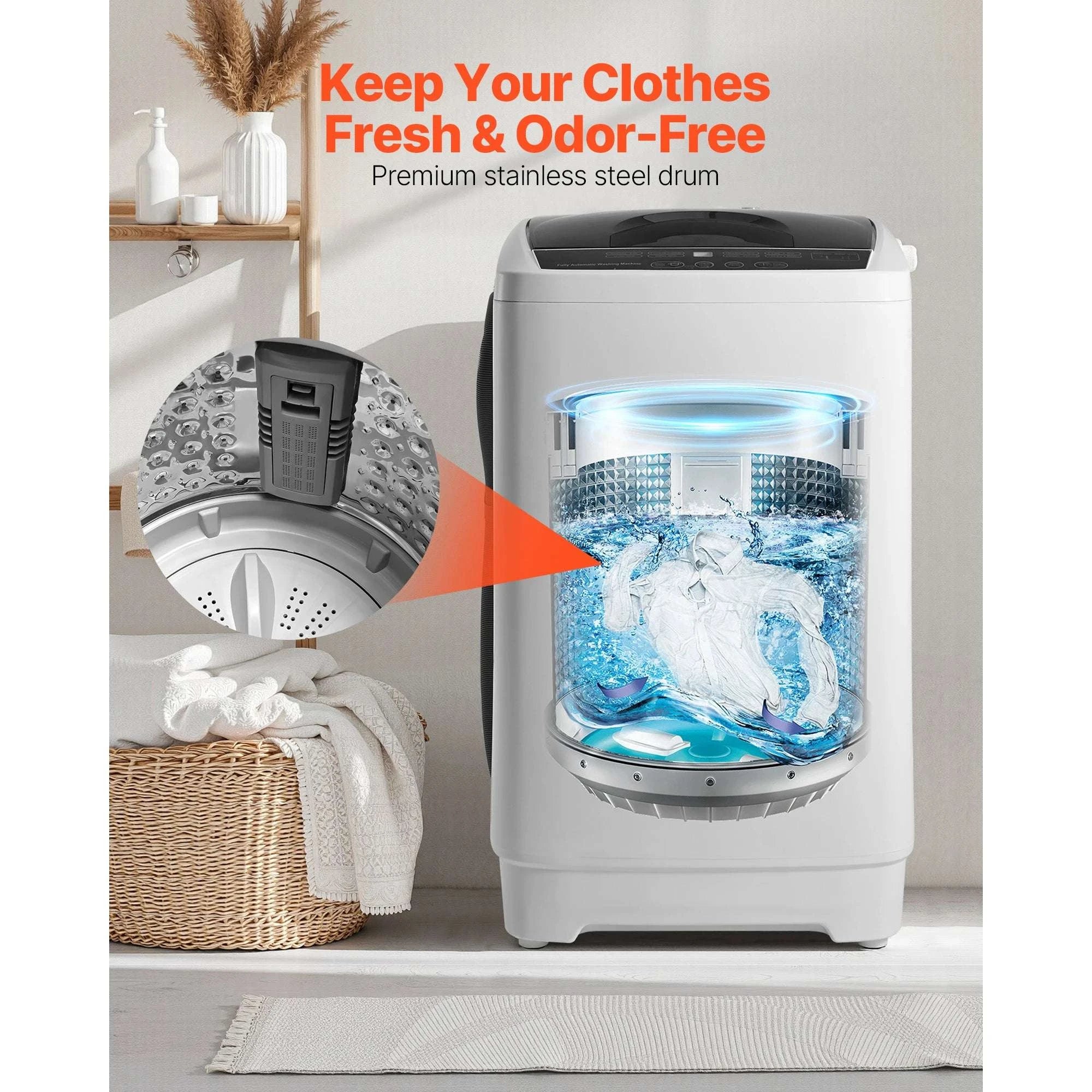Portable Washing Machine 1.3 cu.ft with 8 Programs LED Display-280w / United States