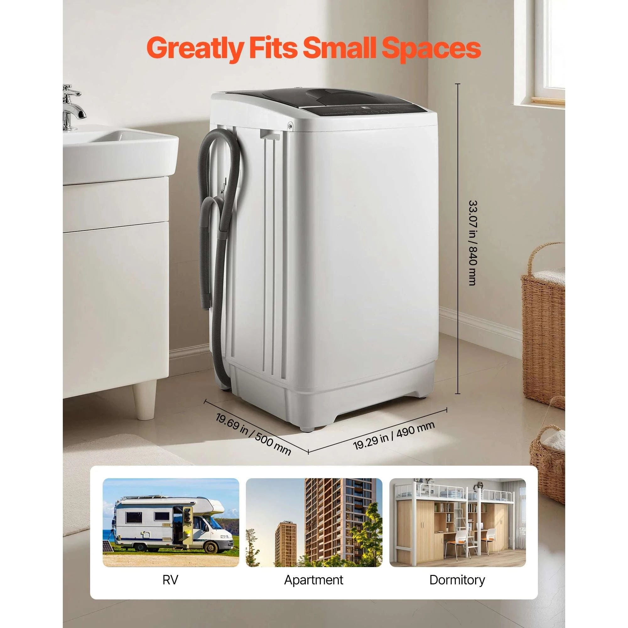 Portable Washing Machine 1.3 cu.ft with 8 Programs LED Display-280w / United States