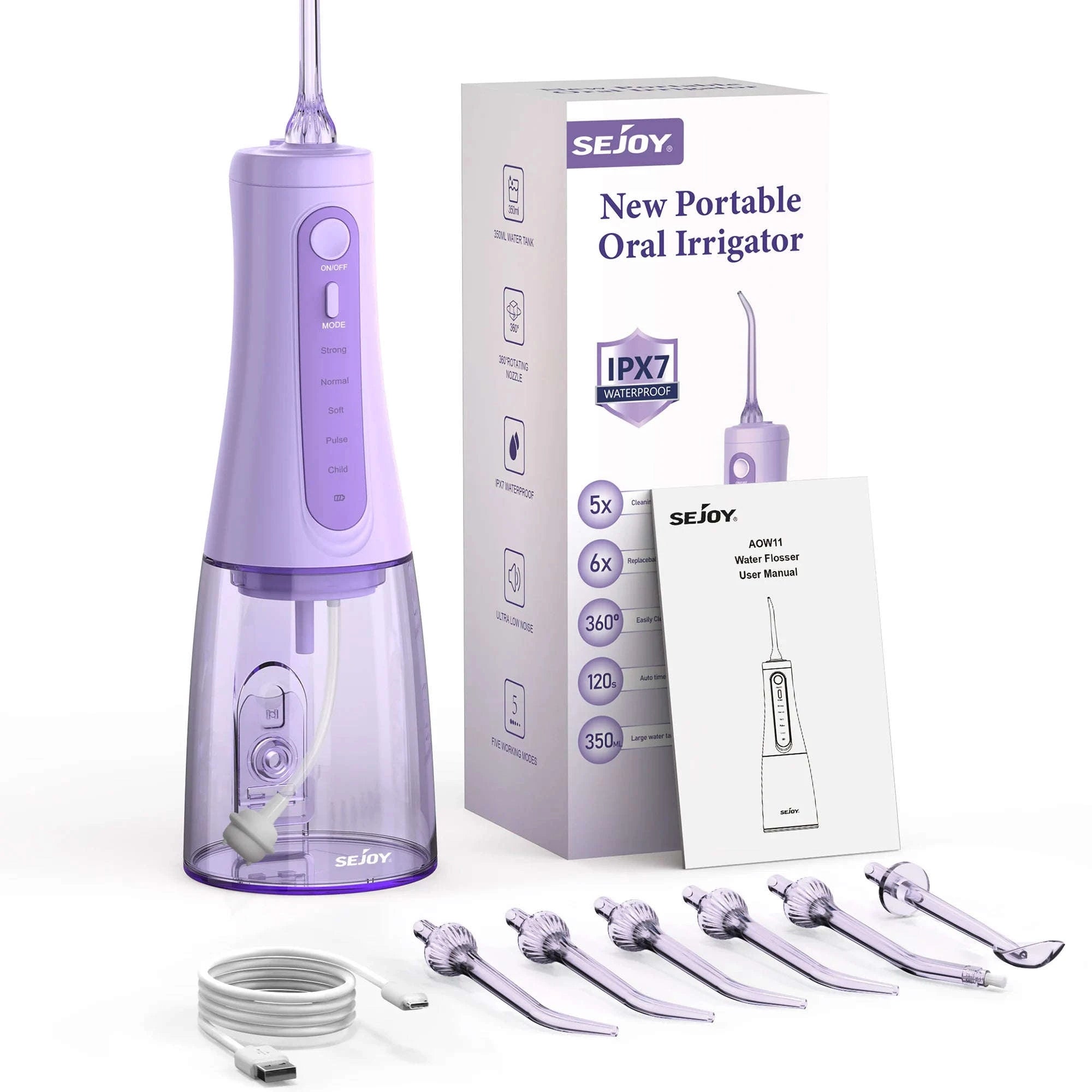 Portable Water Flosser 350ML Rechargeable Oral Irrigator-Pink / United States