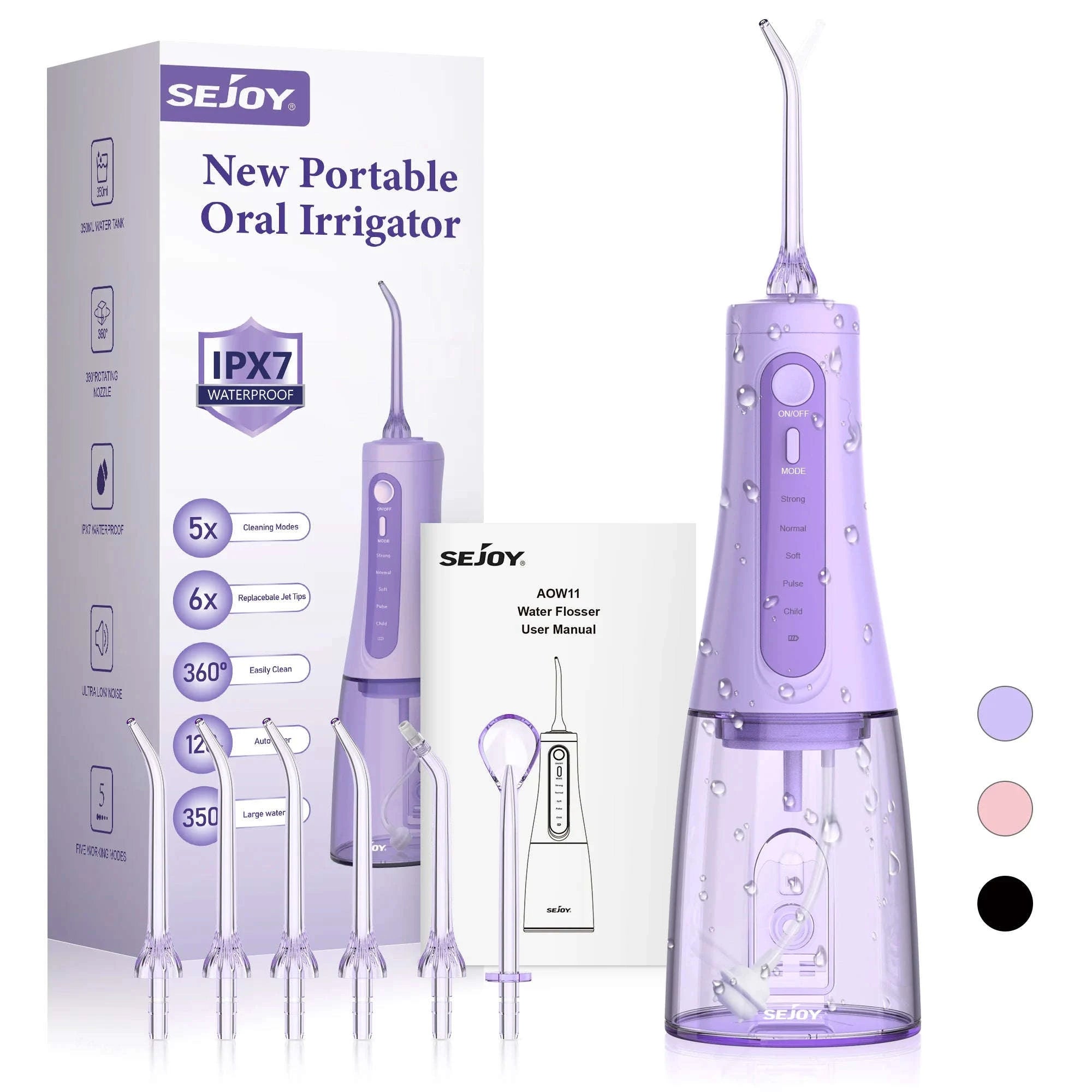 Portable Water Flosser 350ML Rechargeable Oral Irrigator-Pink / United States
