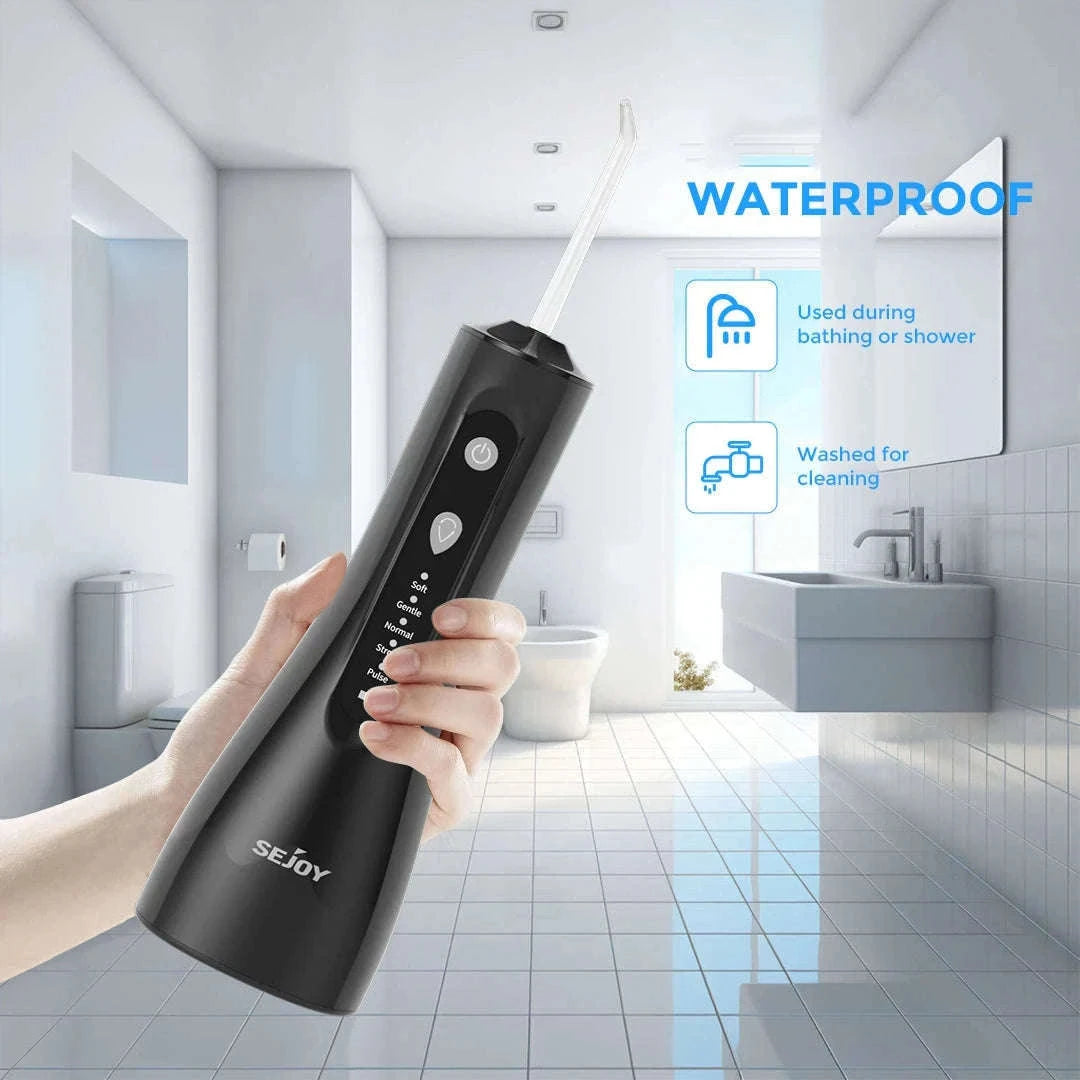 Portable Water Flosser Oral Irrigator with 5 Modes & 350ML Tank-black / UNITED KINGDOM