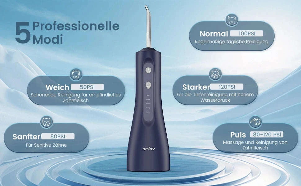 Portable Water Flosser with 5 Modes, 300ml Tank & 5 Tips-black / United States