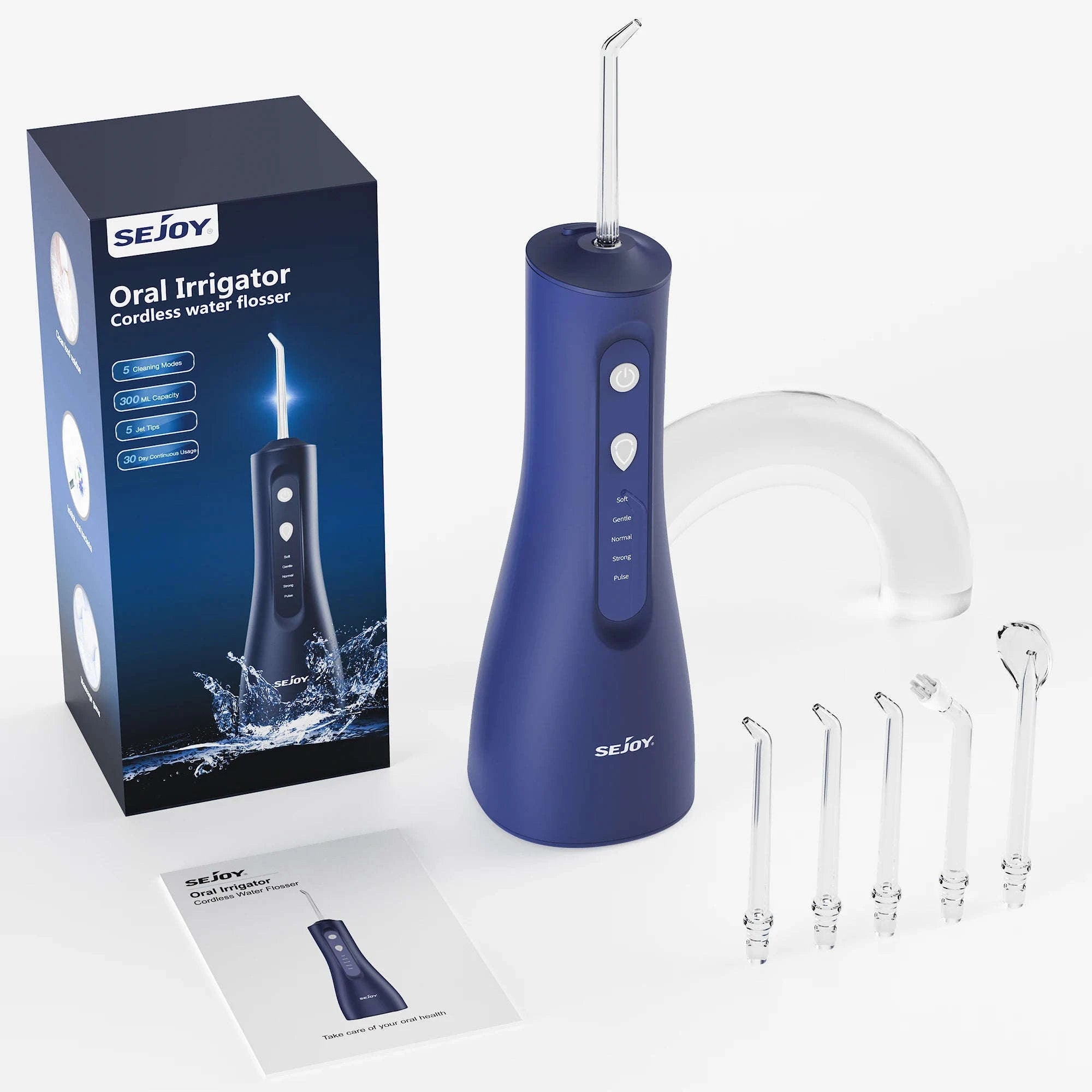Portable Water Flosser with 5 Modes, 300ml Tank & 5 Tips-black / United States