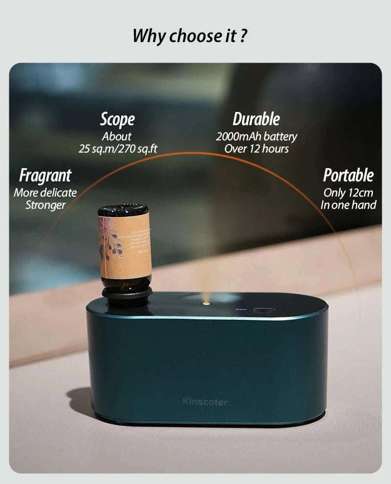 Portable Waterless Aroma Diffuser with 2000mAh Battery-Black