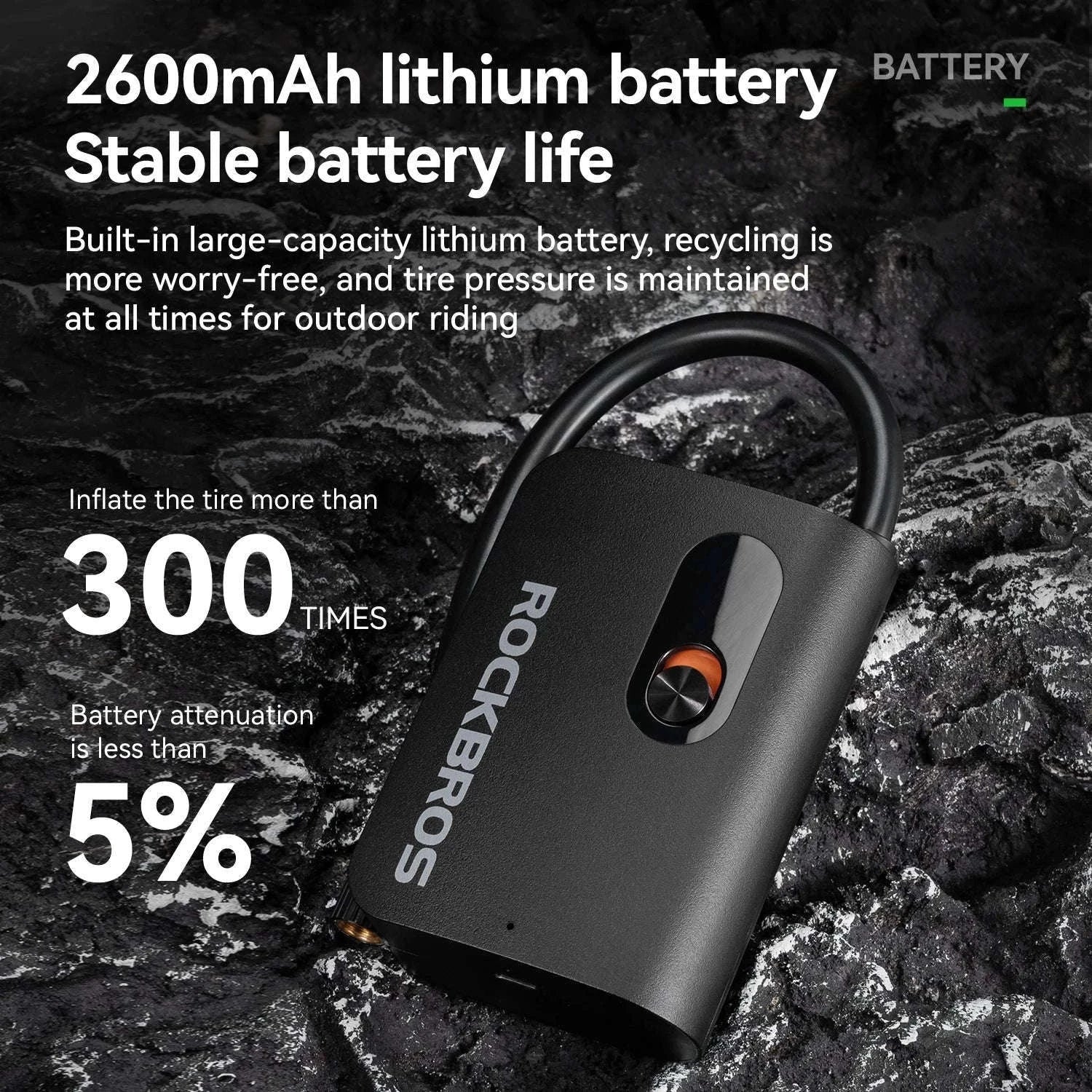 Portable Wireless Electric Tire Pump 2000mAh Mini Inflator-QJCQBAIR