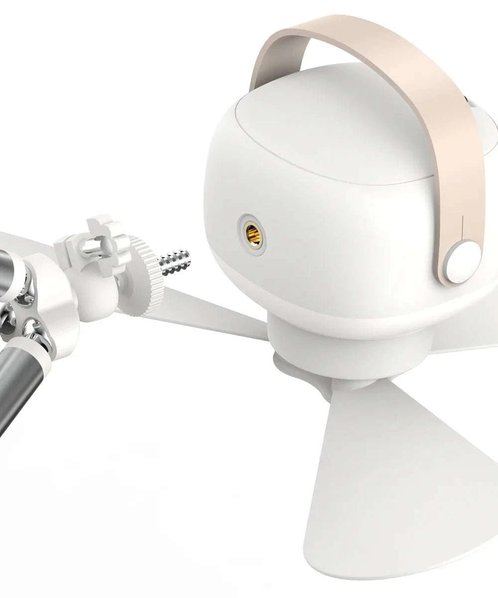 Portable Wireless Mini Ceiling Fan with LED Light and Remote-White 2400mAh