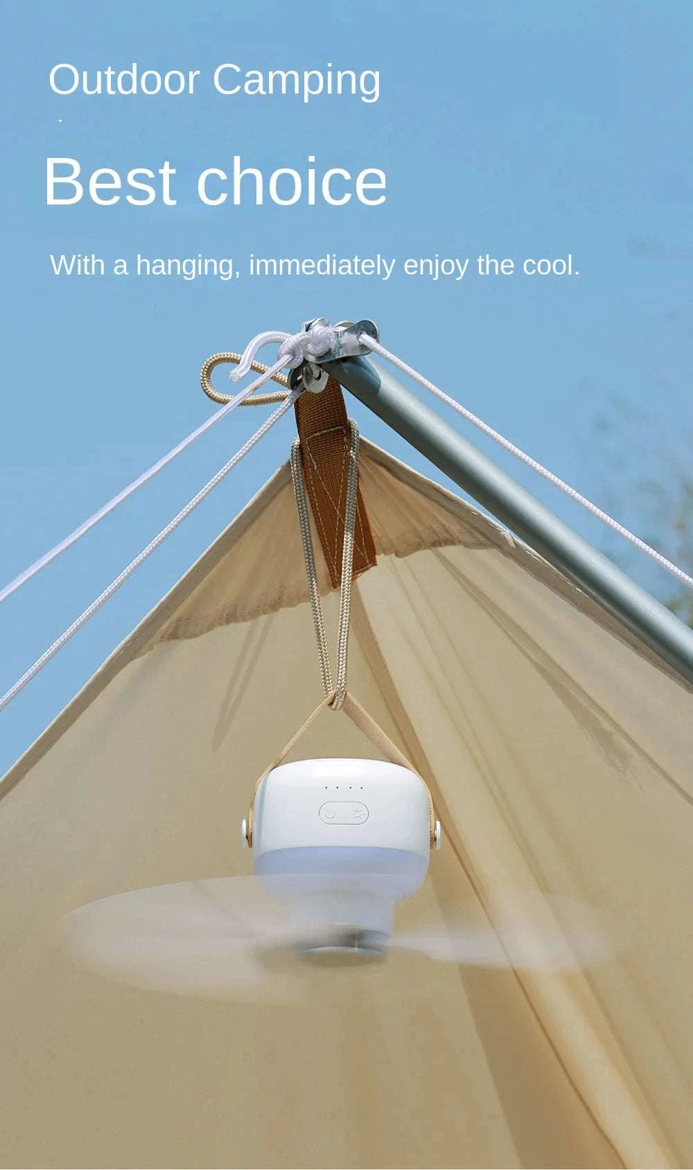 Portable Wireless Mini Ceiling Fan with LED Light and Remote-White 2400mAh