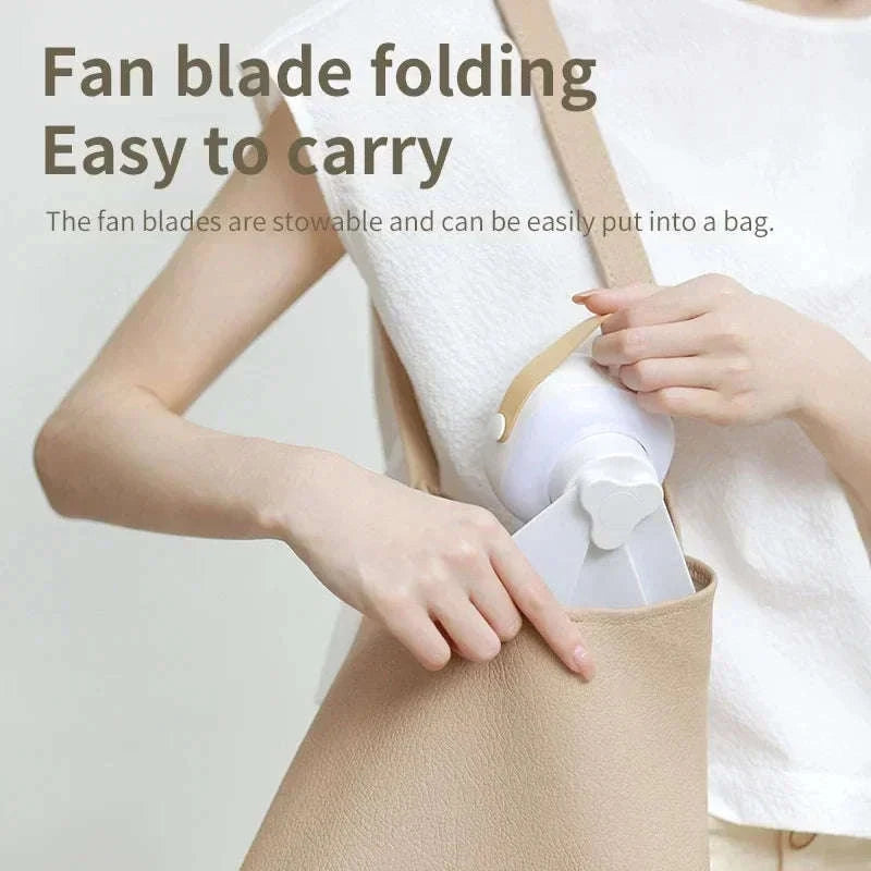 Portable Wireless Mini Ceiling Fan with LED Light and Remote-White 2400mAh