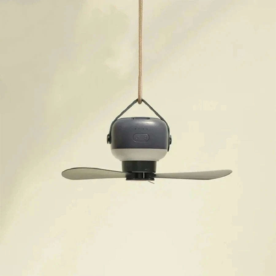 Portable Wireless Mini Ceiling Fan with LED Light and Remote-White 2400mAh