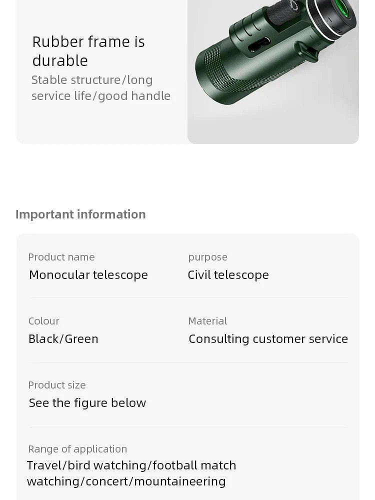 Portable Zoom HD 5000M Telescope for Outdoor Adventures-G872D-Green suit2