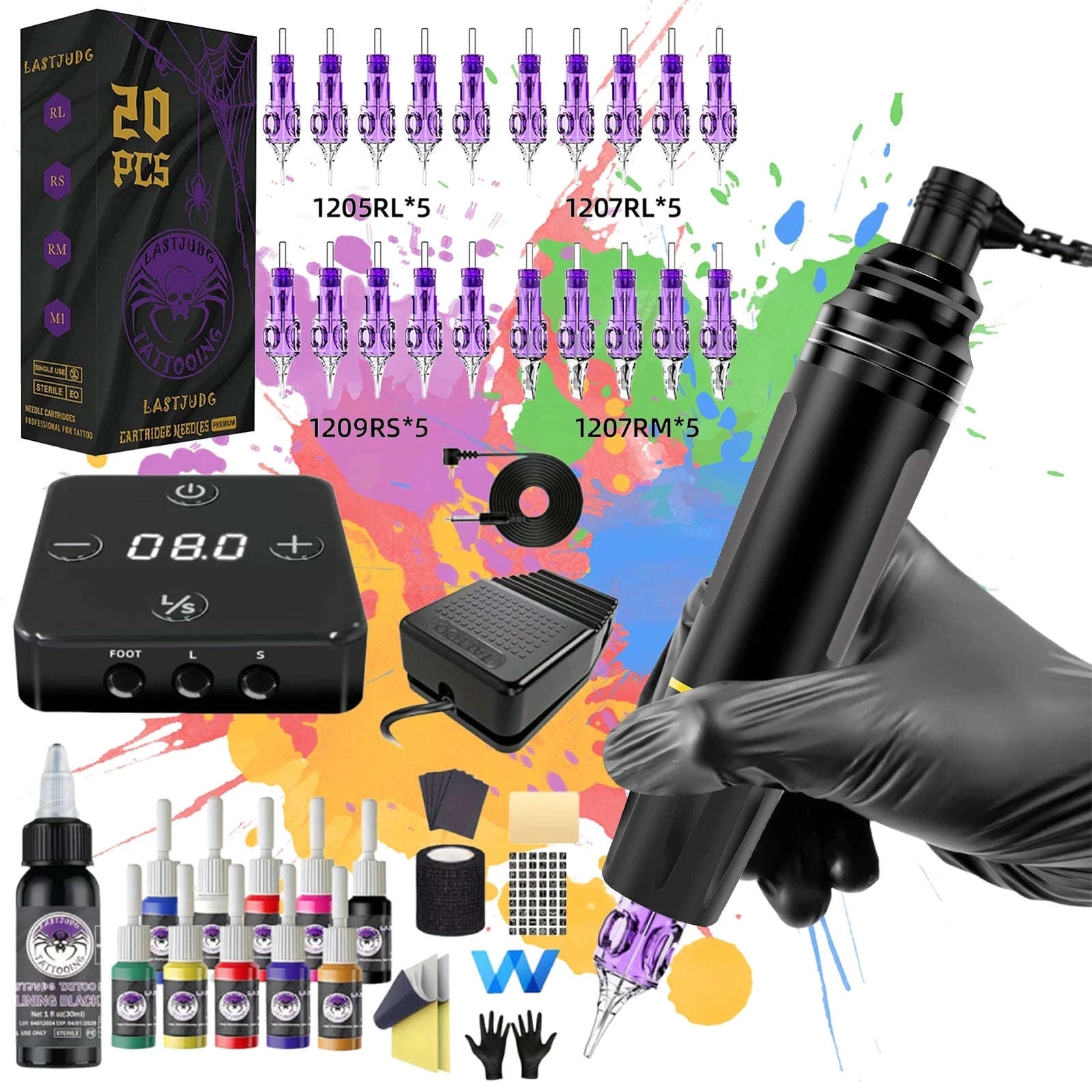 Poseidon Tattoo Pen Kit with Power Supply for Precision Tattooing-DT004-HJH / United States