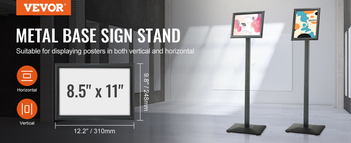 VEVOR Podest-Displayhalter vertikal & horizontal verstellbar, robuster Boden-Posterständer für Display-Werbung und Außenbereich