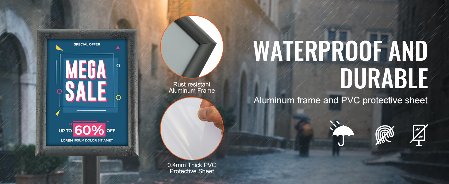VEVOR Podest-Displayhalter vertikal & horizontal verstellbar, robuster Boden-Posterständer für Display-Werbung und Außenbereich