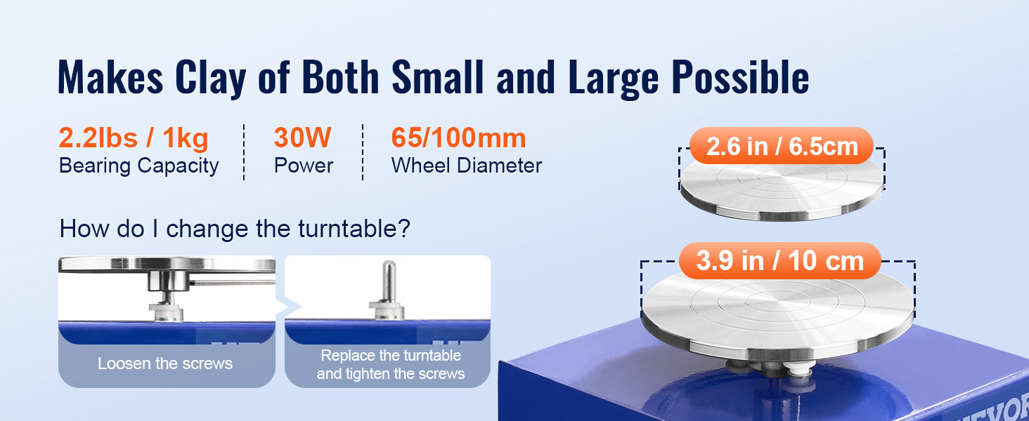 Mini Pottery Wheel Kit with Adjustable Speed & Dual Turntables