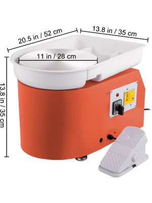 SucceBuy Electric Pottery Wheel Machine 28cm 350W Manual Handle Foot Pedal for School Ceramic Clay Working Forming DIY Art Craft
