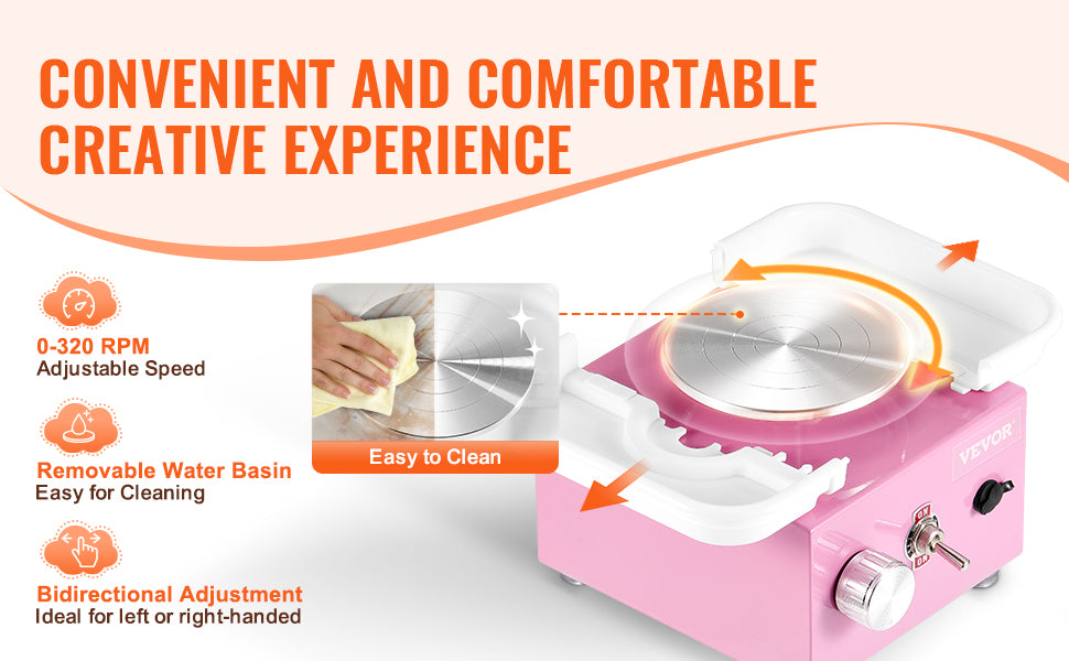 Mini Pottery Wheel Kit with Adjustable Speed & Tool Set