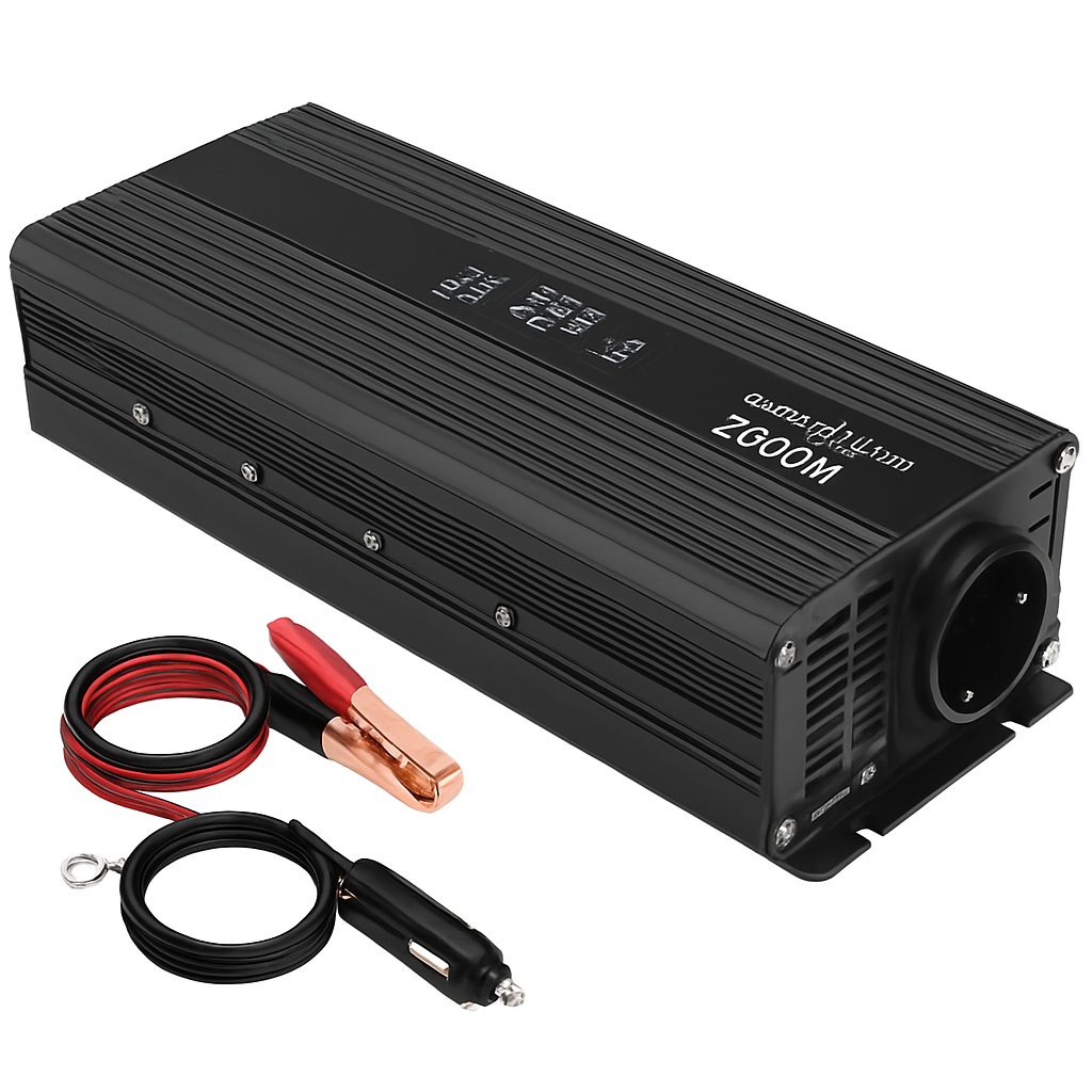 Мощен инвертор 1500W/2000W/2600W/3000W с LCD дисплей DC 12V към AC 220V, соларен, с 2 USB порта, автомобилен трансформатор, конвертор, EU щепсел, модифицирана синусоида 50Hz