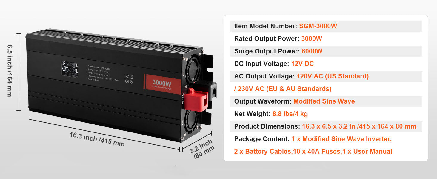 Inverter snage s modificiranim sinusnim valom 1500W–5000W za kućnu i putnu upotrebu