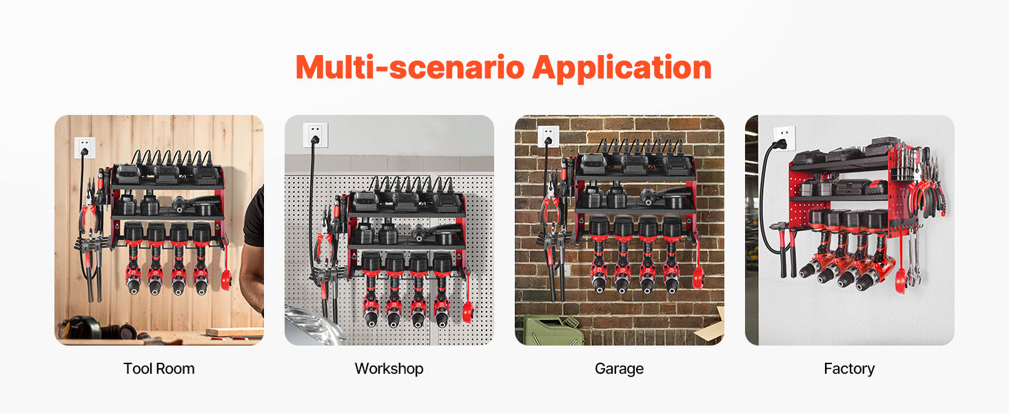 3-Tier Wall Mounted Power Tool Organizer with Charging Station