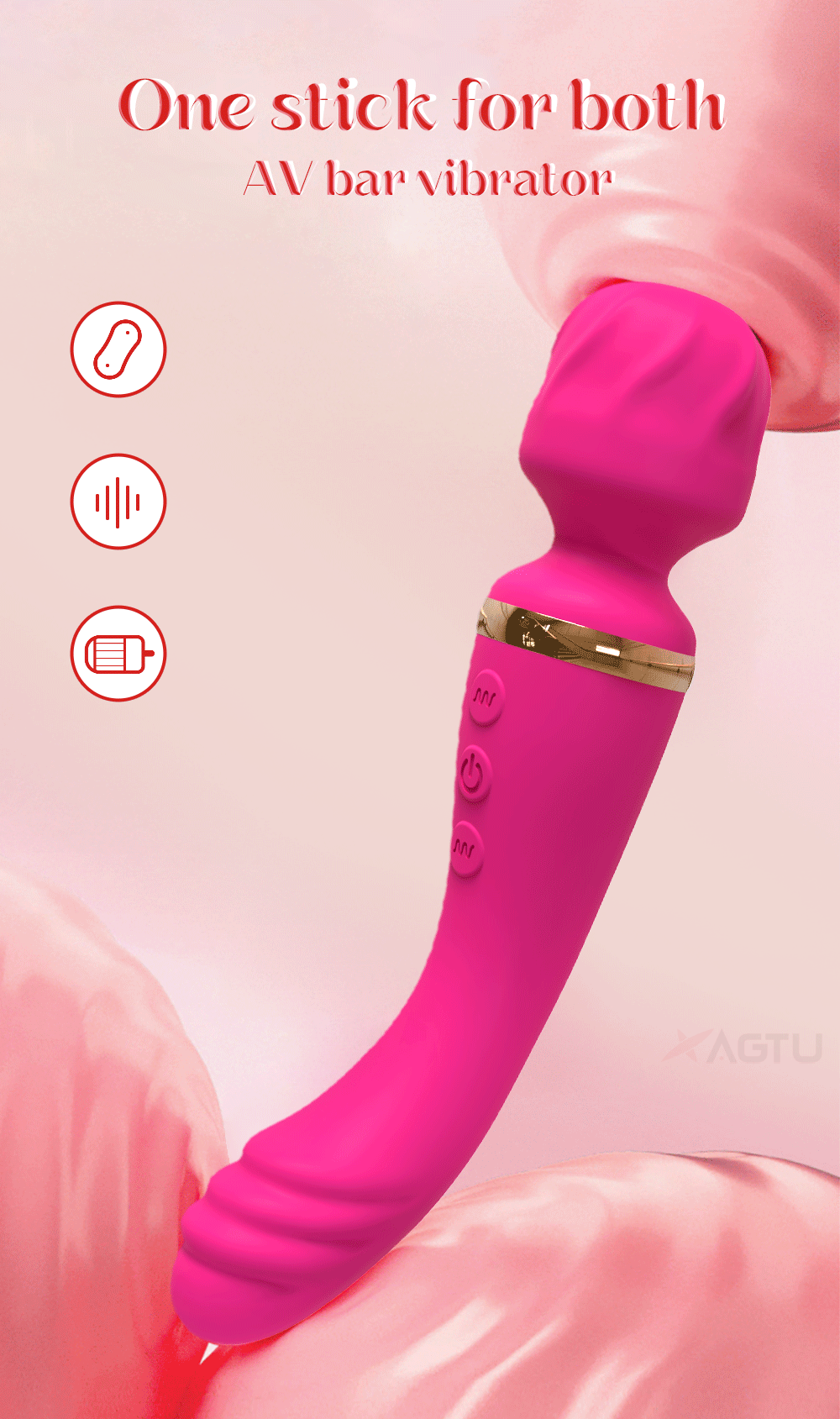 Powerful Ava Bar Vibrator Wand for Intense Dual Stimulation-AV033-RD-BOX / China Mainland