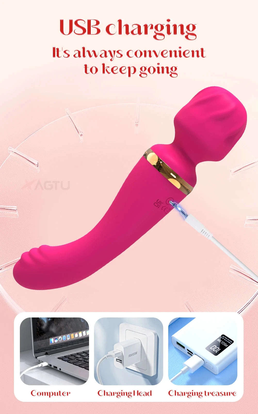 Powerful Ava Bar Vibrator Wand for Intense Dual Stimulation-AV033-RD-BOX / China Mainland