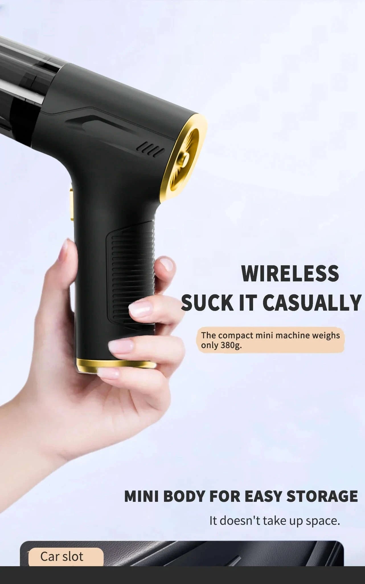 Powerful Mini Car Vacuum Cleaner Cordless 98000PA-Basic 4hepa Bag