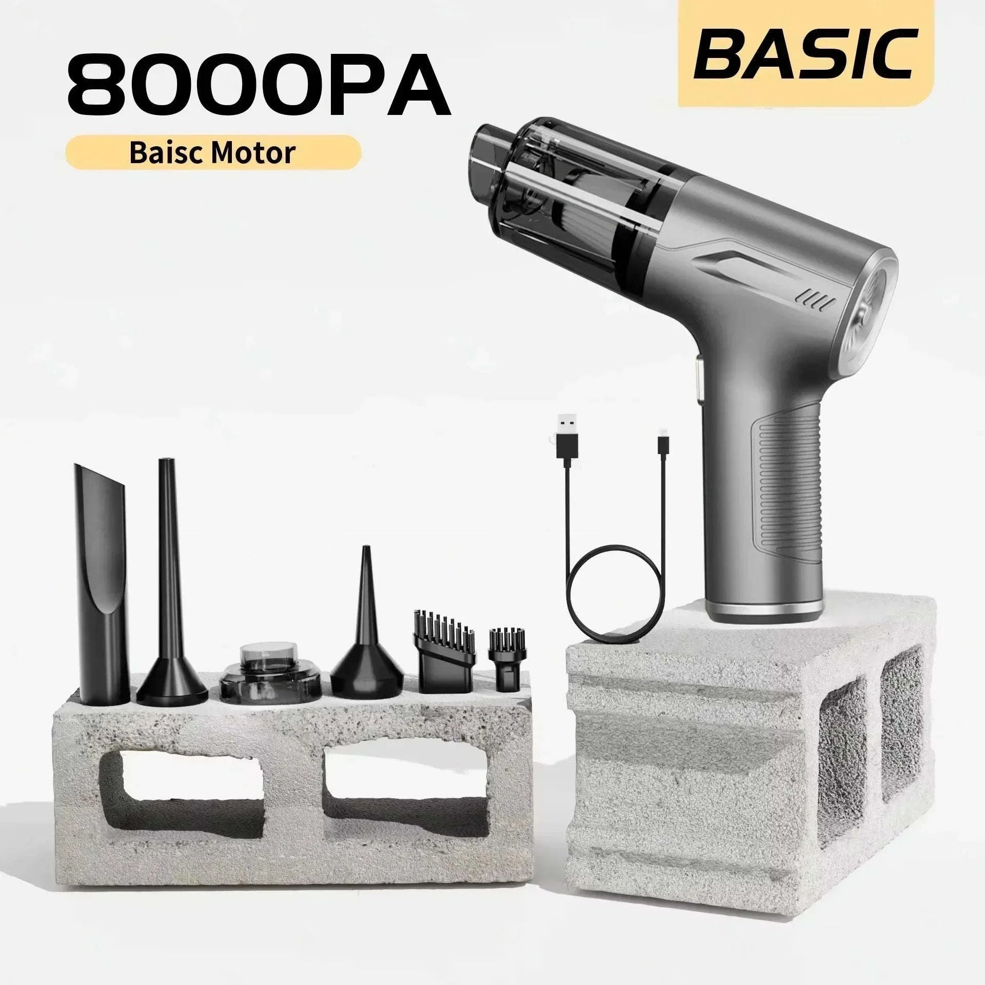 Powerful Mini Car Vacuum Cleaner Cordless 98000PA-Basic 4hepa Bag