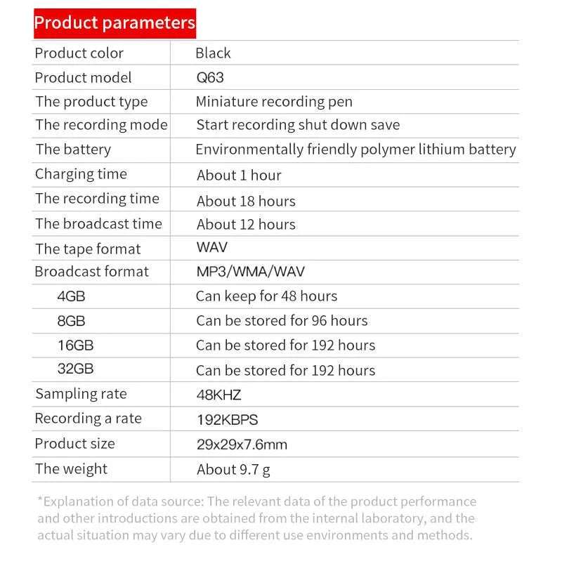 Powerful UltraThin Mini Sound Recorder-Q1 / 16 GB