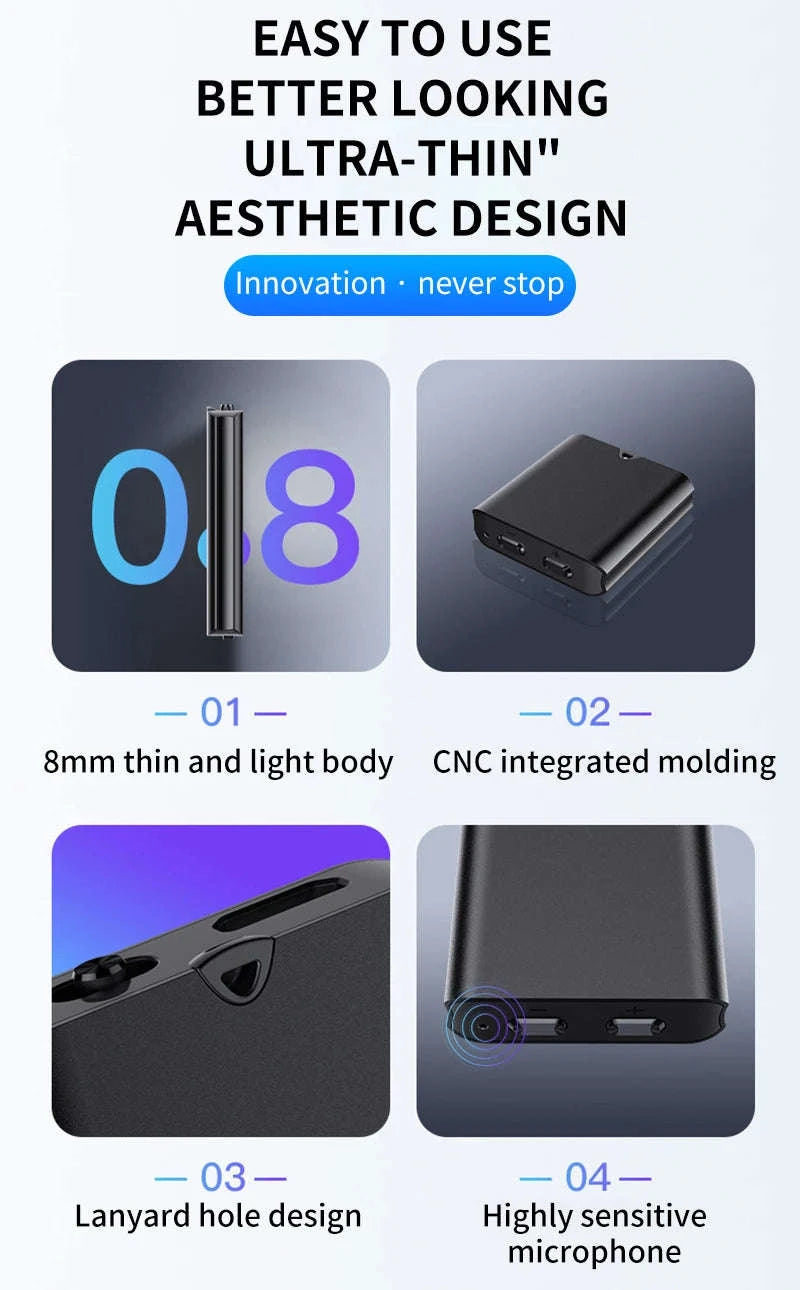 Powerful UltraThin Mini Sound Recorder-Q1 / 16 GB