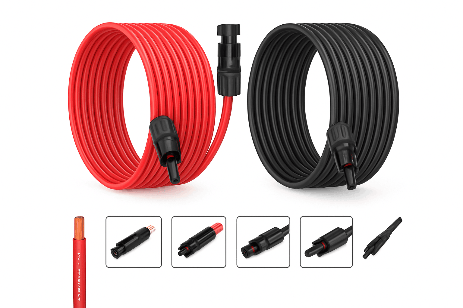 PowMr Black Red 3M 5M 7M 10M 15M 30M Solar Photovoltaic Line 6mm2 10AWG PV Cable with Connectors Solar System PV Extensions Wire-30M BR / United States