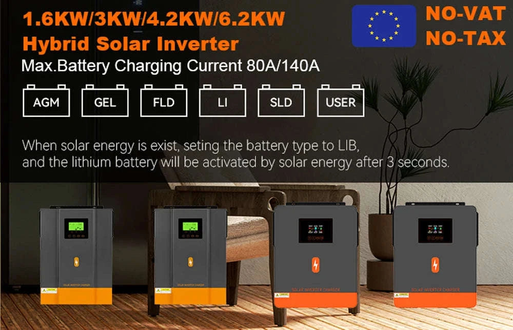 PowMr Hybrid Solar Inverter with MPPT Controller-2KVA 12V / 220-240V / france|No WIFI