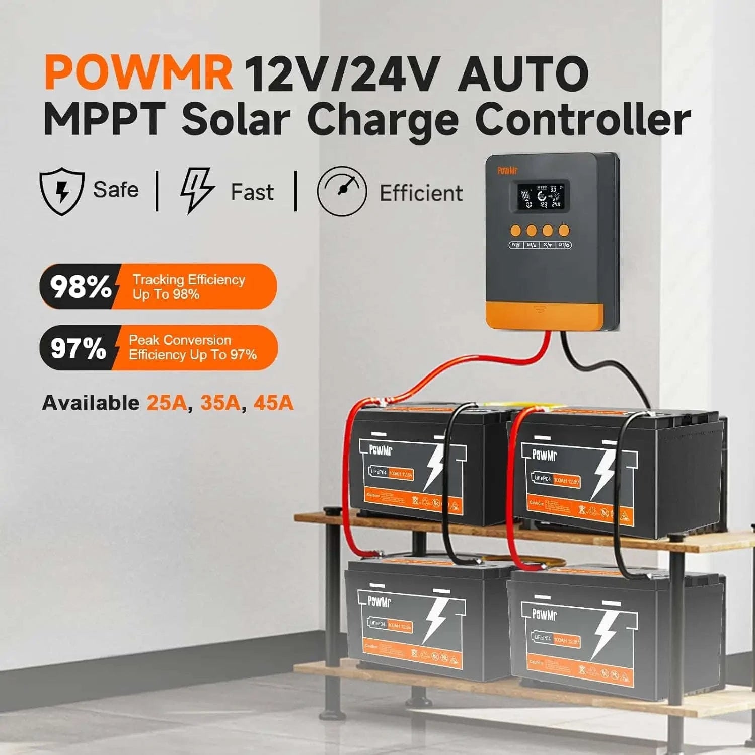 PowMr MPPT Solar Charger Controller 25A/35A/45A-MPPT 25A / 12V 24V / CHINA