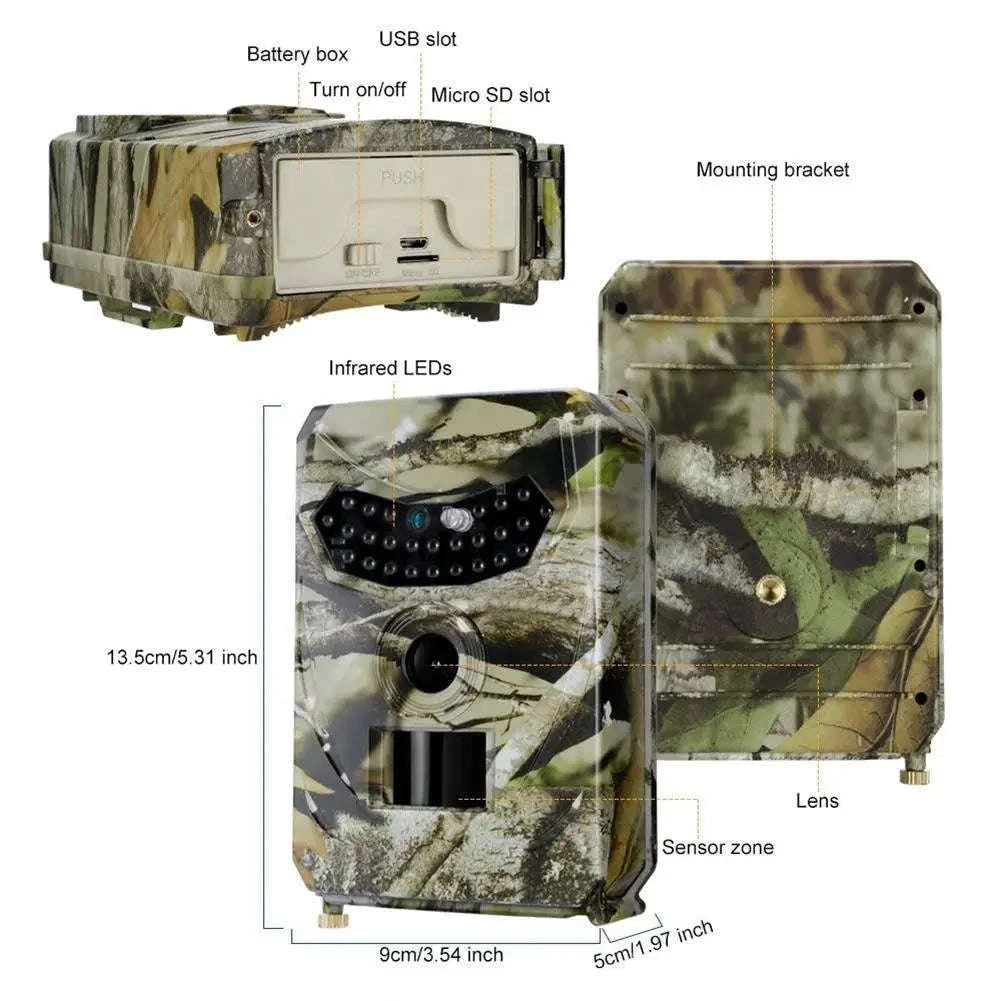PR100 Trail Camera 12MP 1080P Night Vision Wildlife Camera-32GB