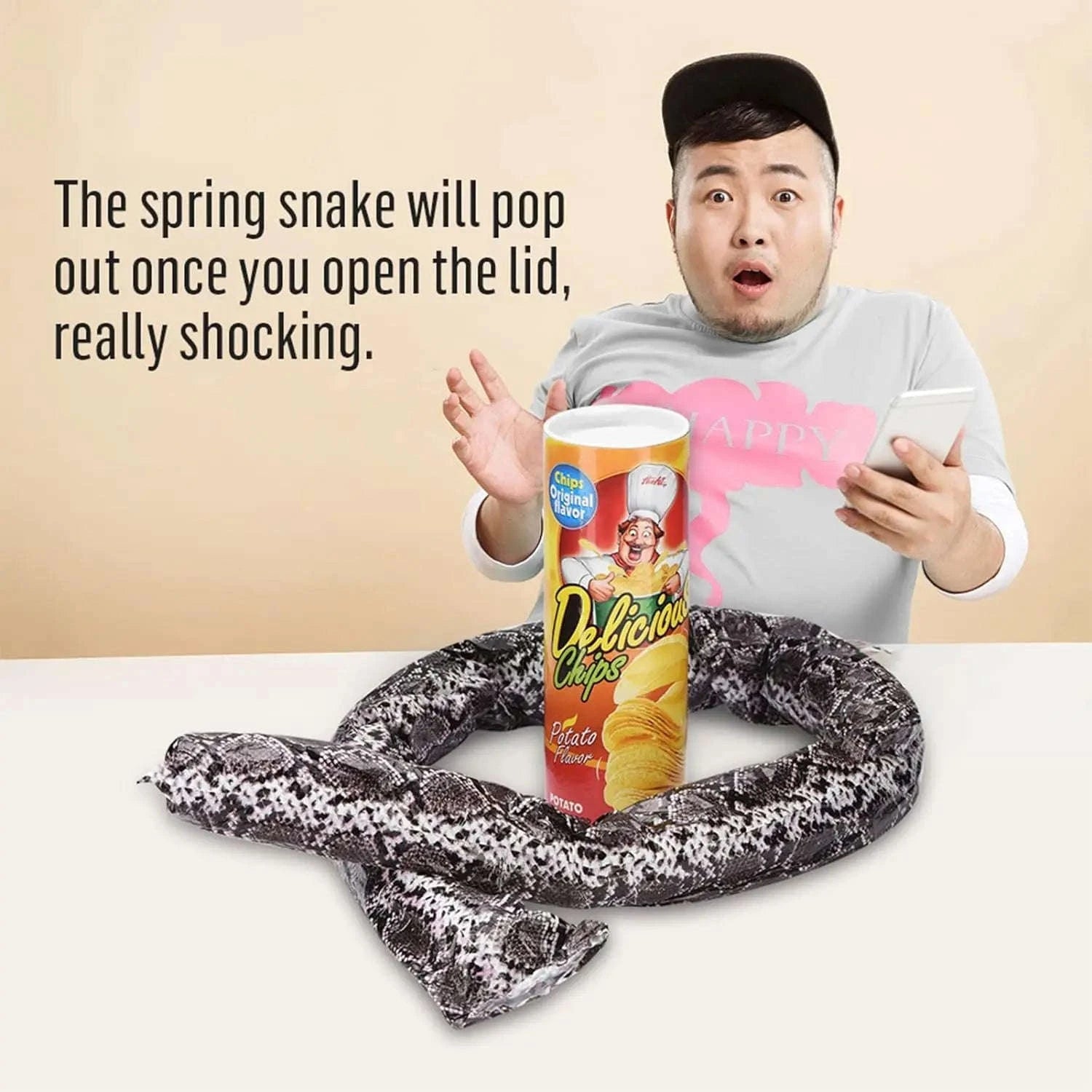 Prank Snake Toy in Potato Chip Can-1pc-11cm X 5cm