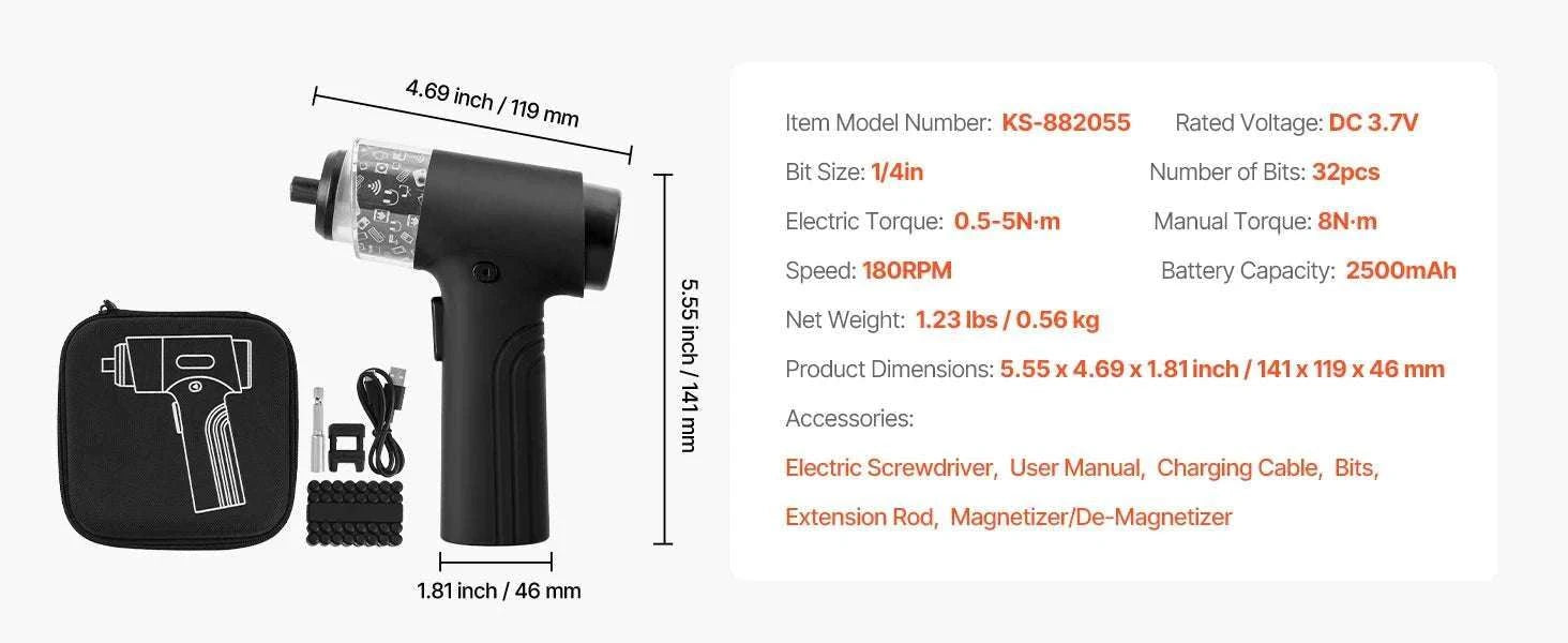 Precision Electric Screwdriver Set with 48 Bits, LED & Fast Charging-350mAh 260RPM / france