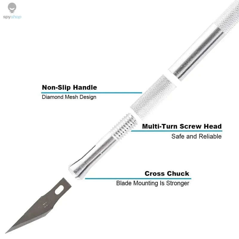 Precision Metal Scalpel Knife Kit-Blue Silver