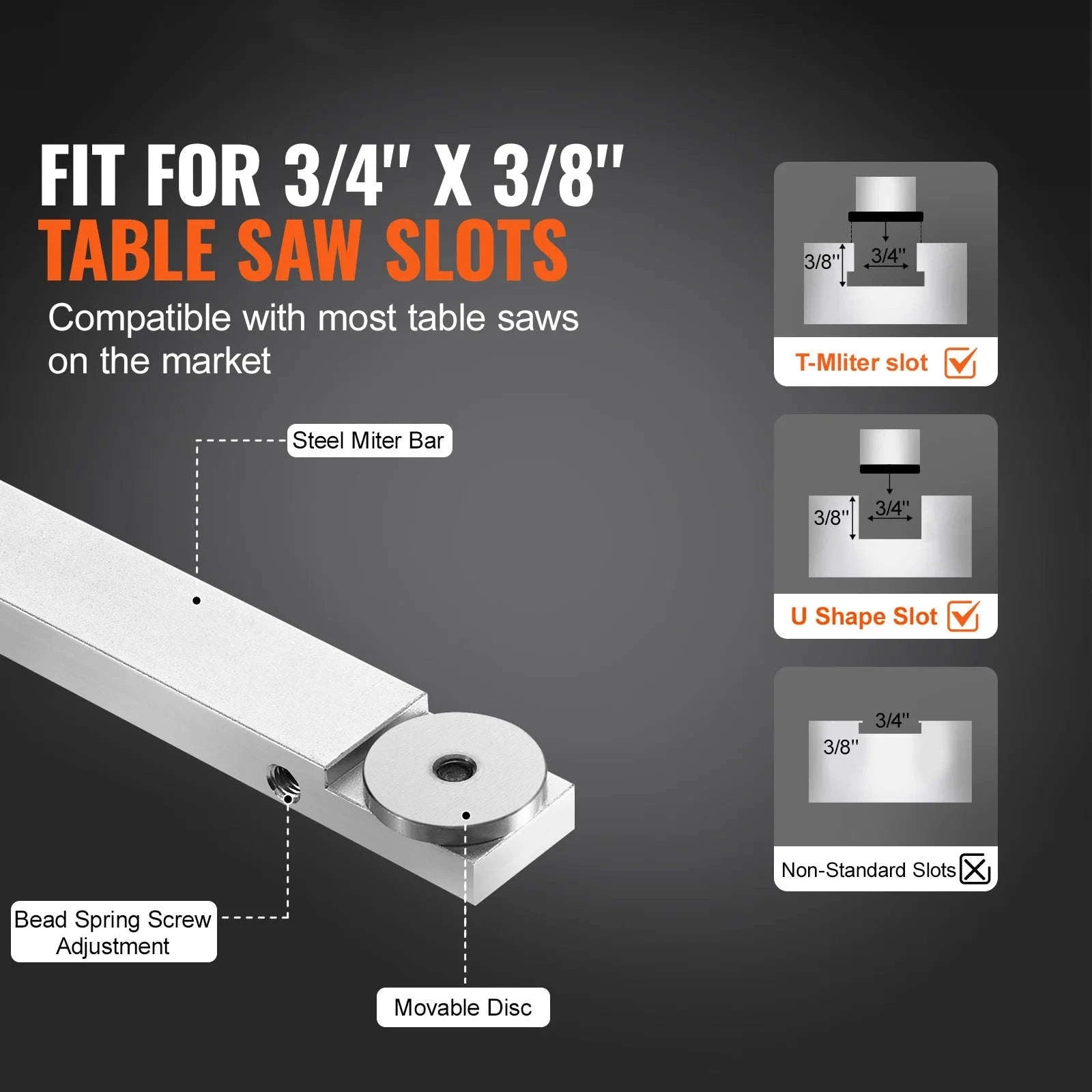 Precision Miter Gauge for Table Saws with 15 Positive Stops-19 to 35 in Grating / spain
