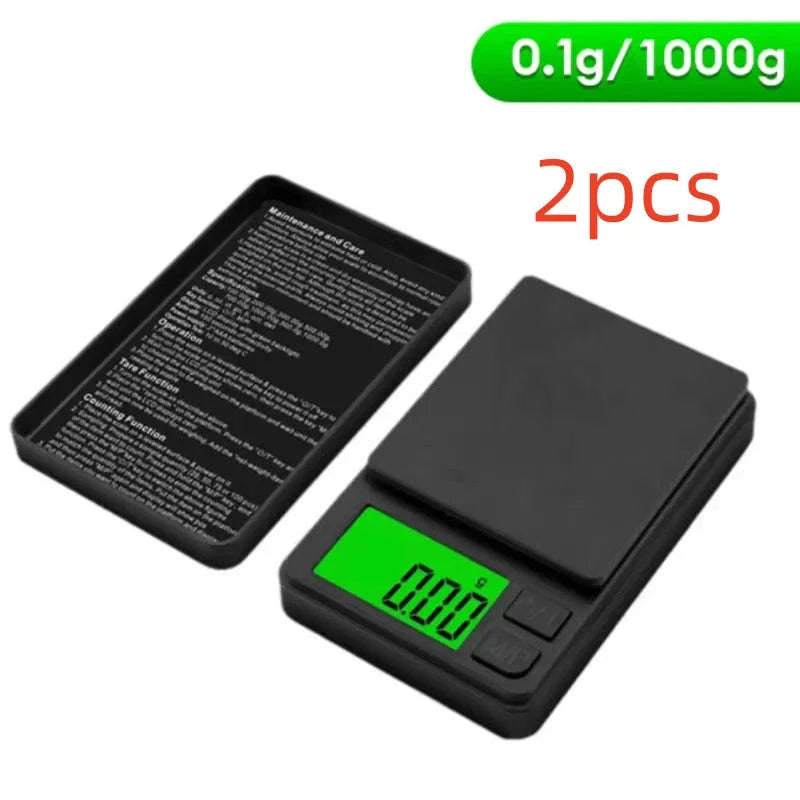 Precision Pocket Scale 1000g x 0.1g – Digital Mini Scale for Travel and Daily Use-2PCS 0.1g 1000g
