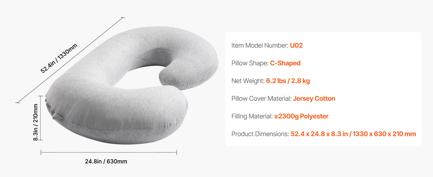 Full Body Pregnancy Pillow with Washable Cover for Better Sleep