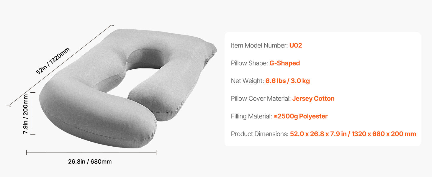 Full Body Pregnancy Pillow with Washable Cover for Better Sleep