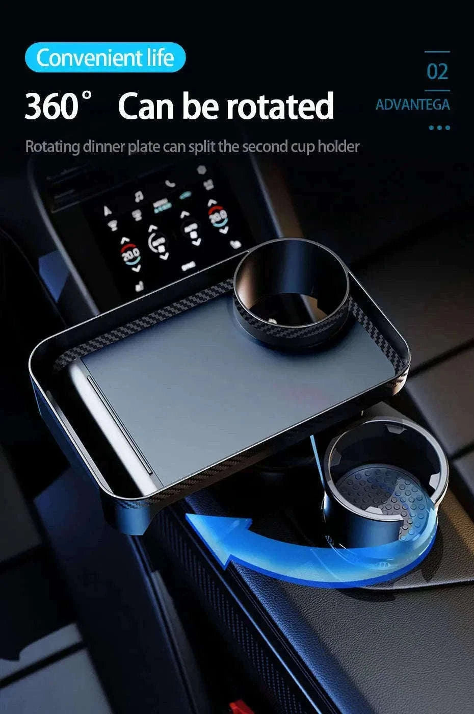 Premium Car Cup Holder Expander with Tray-Small