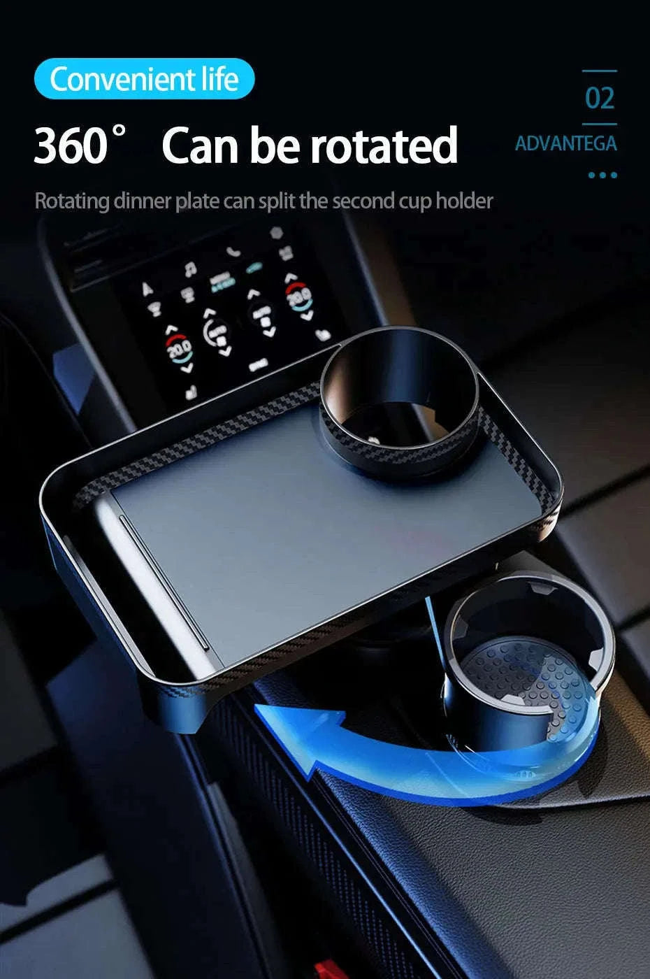 Premium Car Cup Holder Expander with Tray-Small