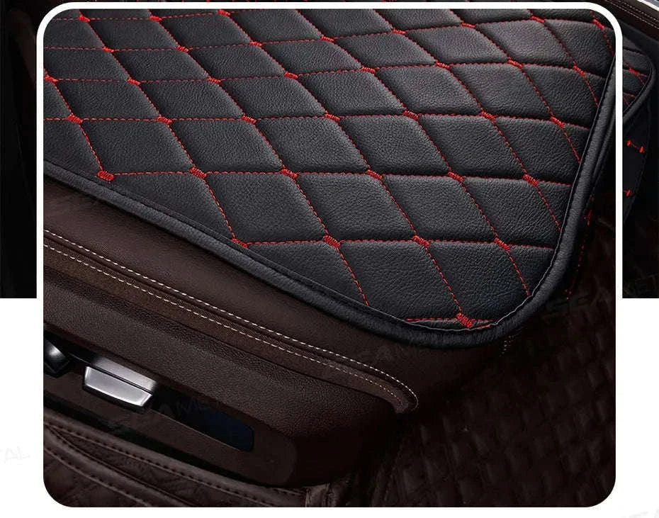 Premium Car Seat Cushion Leather Anti-Slip Breathable Car Seat Protector-Red front 1pc