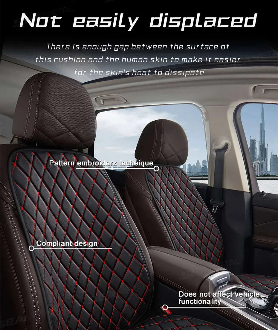 Premium Car Seat Cushion Leather Anti-Slip Breathable Car Seat Protector-Red front 1pc