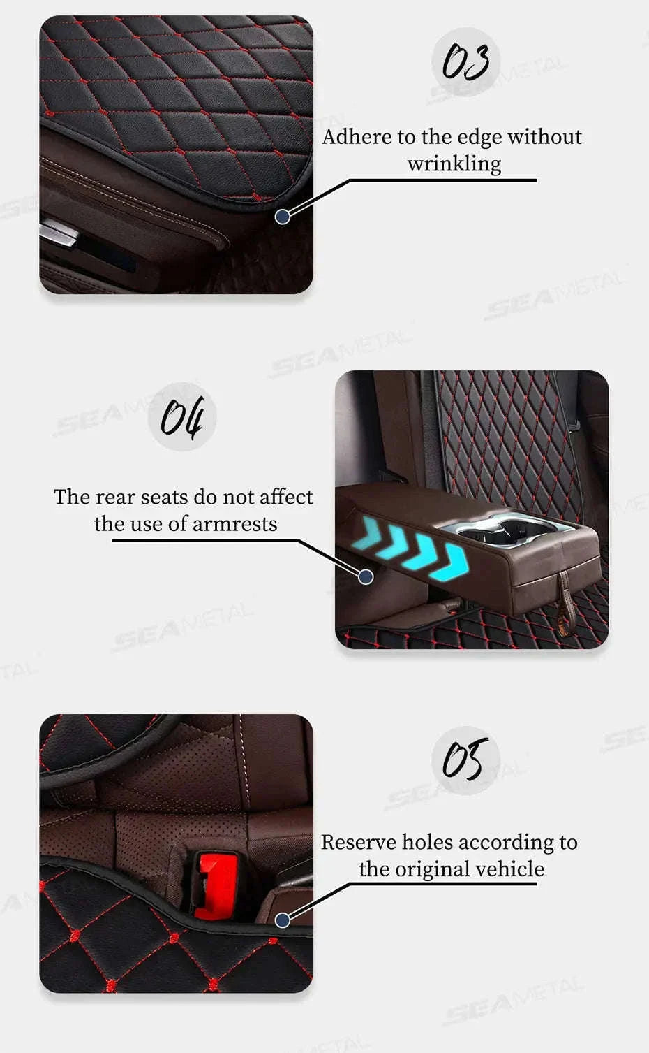 Premium Car Seat Cushion Leather Anti-Slip Breathable Car Seat Protector-Red front 1pc