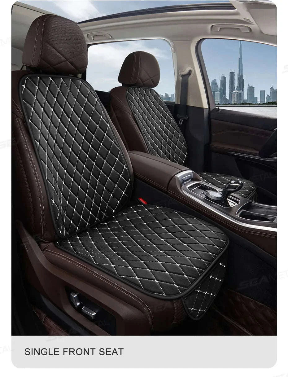 Premium Car Seat Cushion Leather Anti-Slip Breathable Car Seat Protector-Red front 1pc