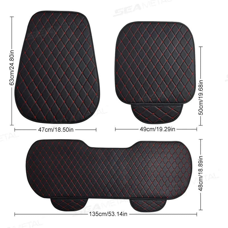 Premium Car Seat Cushion Leather Anti-Slip Breathable Car Seat Protector-Red front 1pc