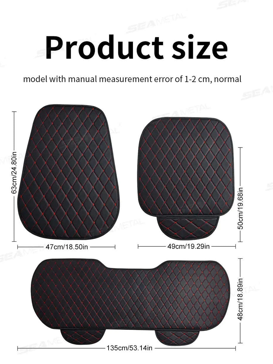 Premium Car Seat Cushion Leather Anti-Slip Breathable Car Seat Protector-Red front 1pc