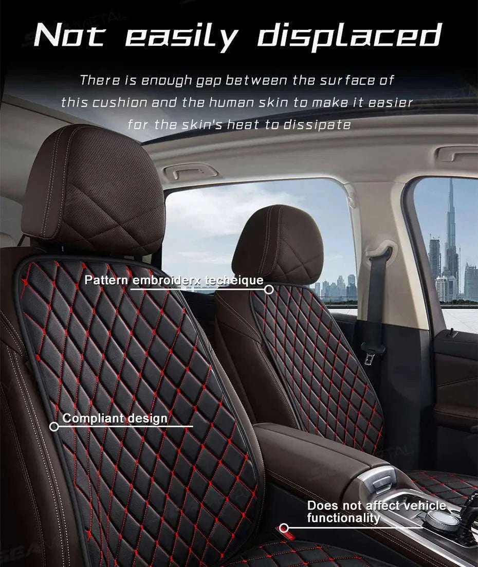 Premium Car Seat Cushion Leather Anti-Slip Breathable Car Seat Protector-Red front 1pc