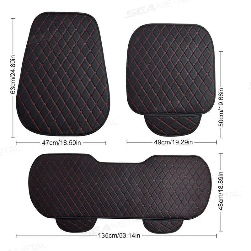 Premium Car Seat Cushion Leather Anti-Slip Breathable Car Seat Protector-Red front 1pc
